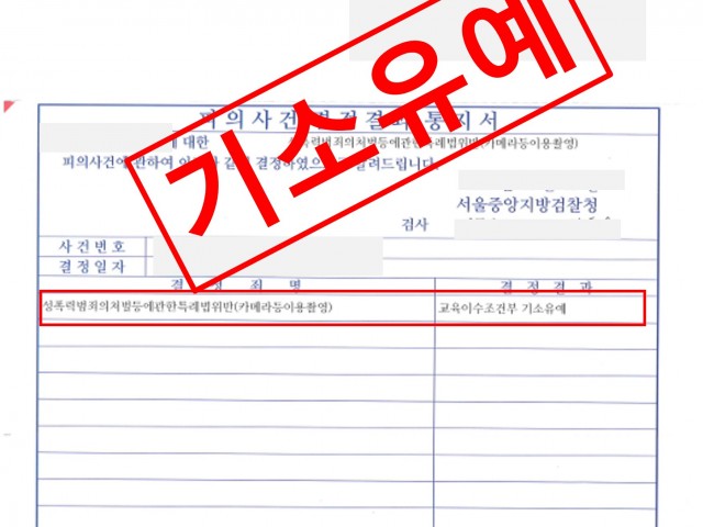 카메라등이용촬영죄(몰카) 기소유예로 종결 성공사례